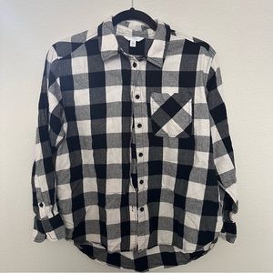 Classic Black and White Flannel Shirt